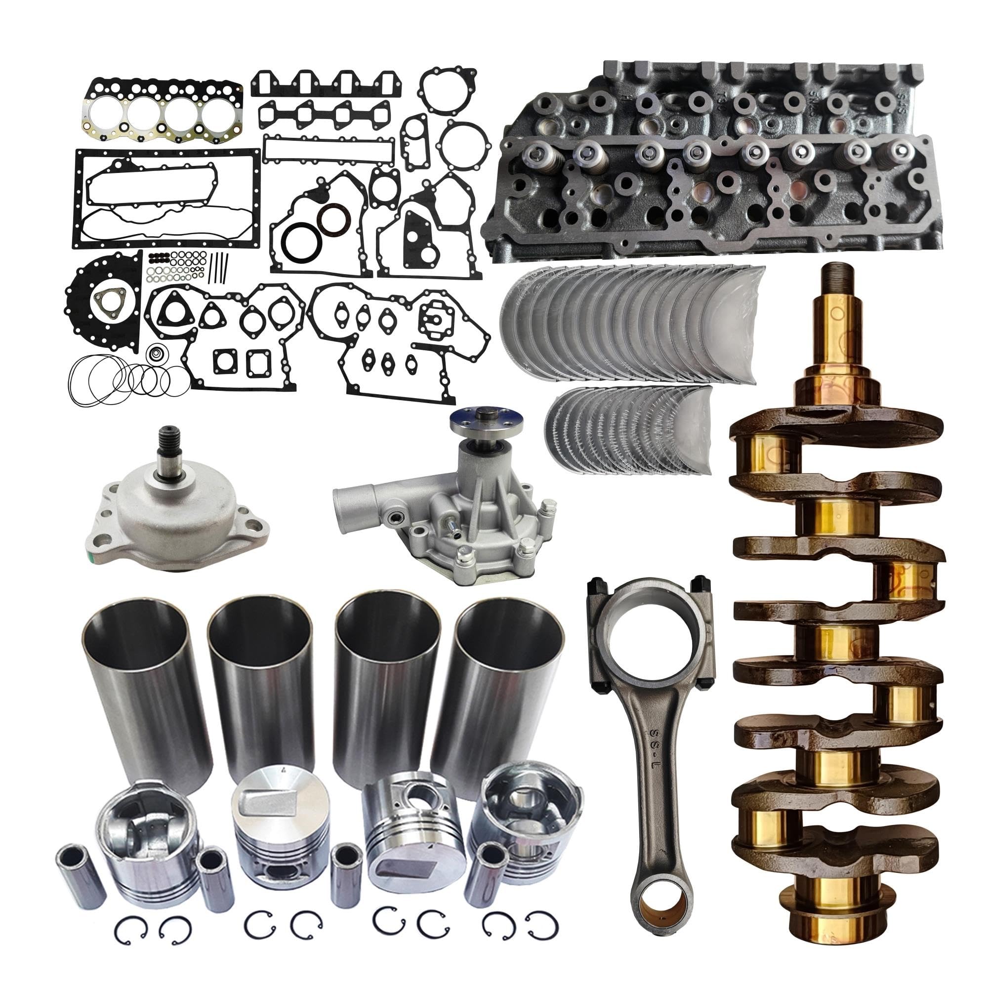 Para juego de reparación de motor S4S Kit de pistón de cilindro Kit de junta de cigüeñal Para bomba de cojinete rodamiento de biela
