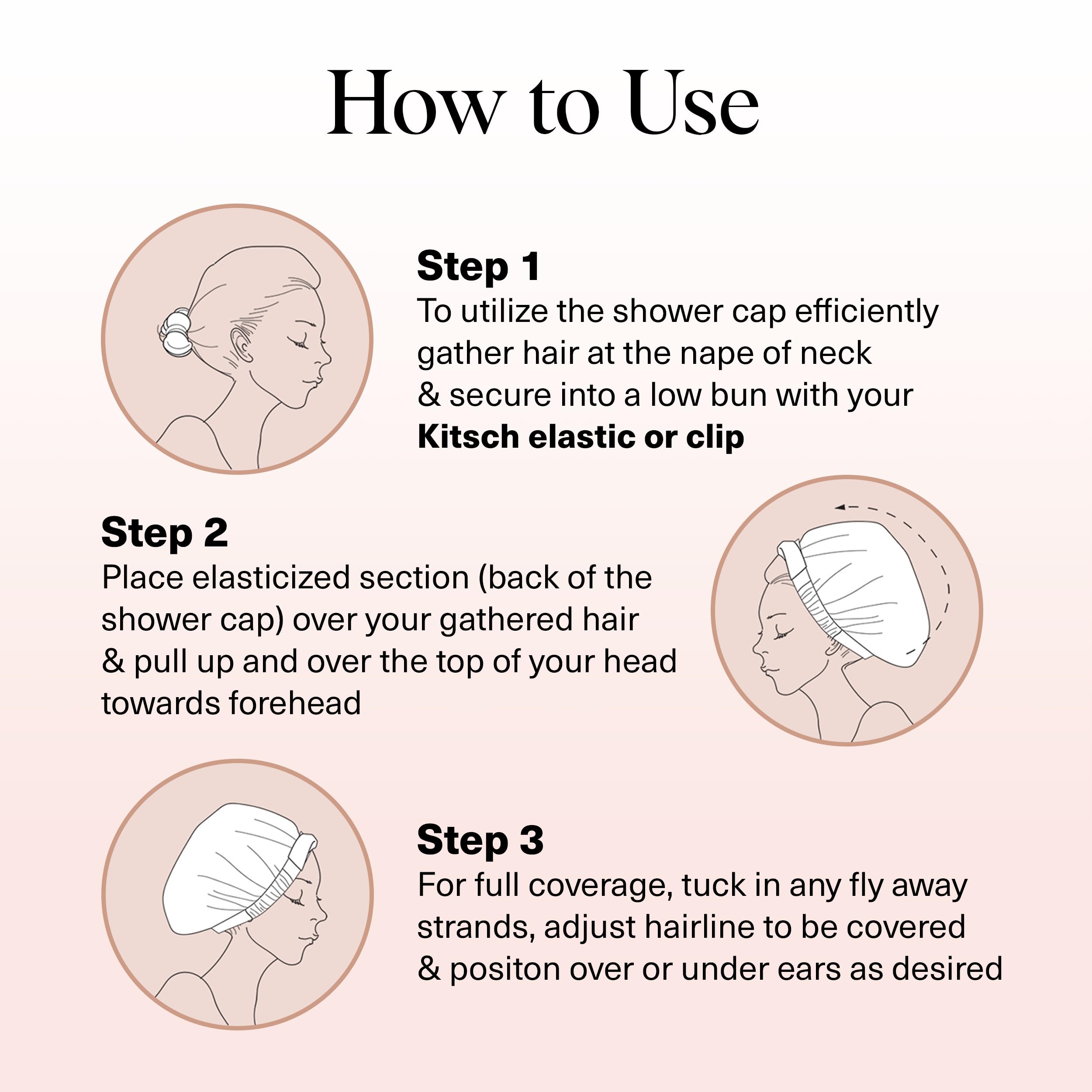 Kitsch Luxury Shower Caps for Women Reusable Waterproof, Flexi Satin Lined, Large Shower Cap for Men Non-slip, Quick-dry - Image 4