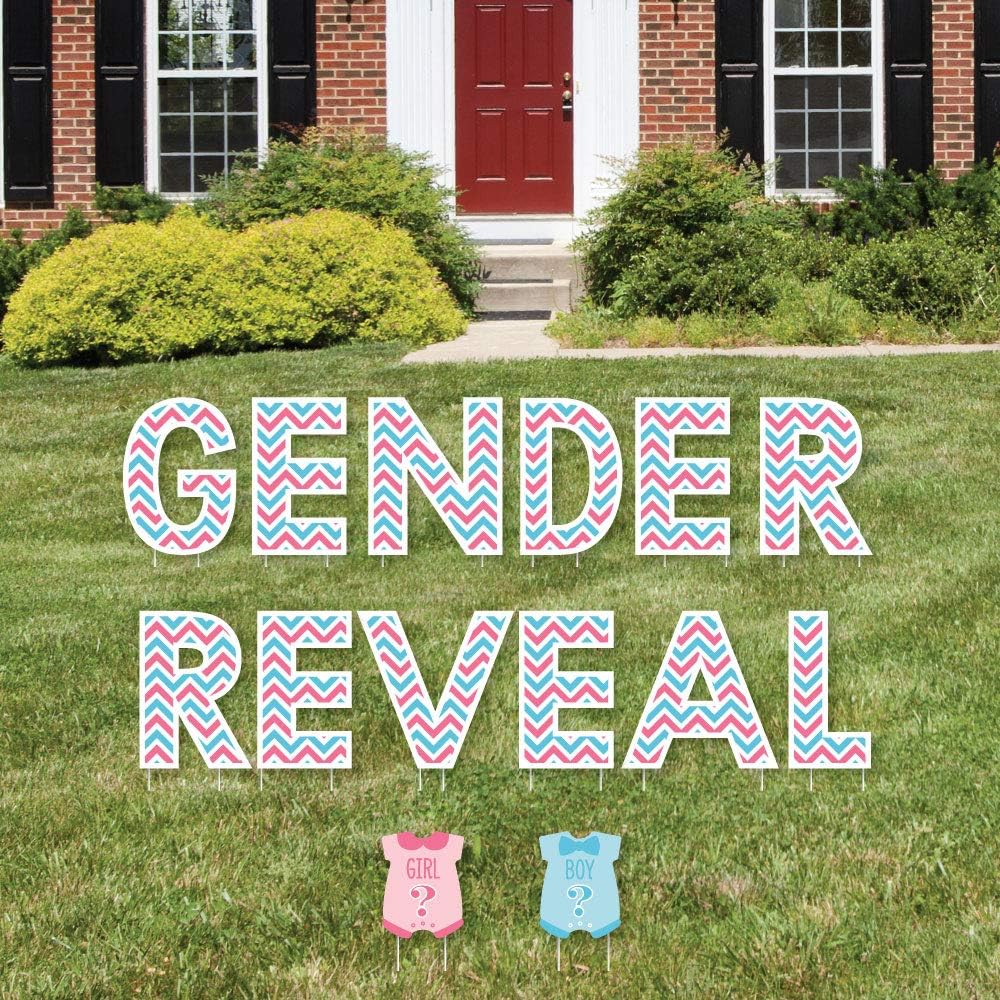 Chevron Gender Reveal Yard Sign Outdoor Lawn Decorations