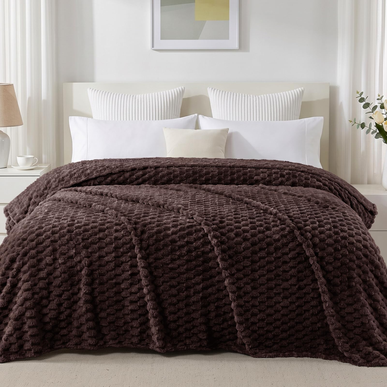 Exclusivo Mezcla 3D Fleece King Size Blanket for Bed, Coffee