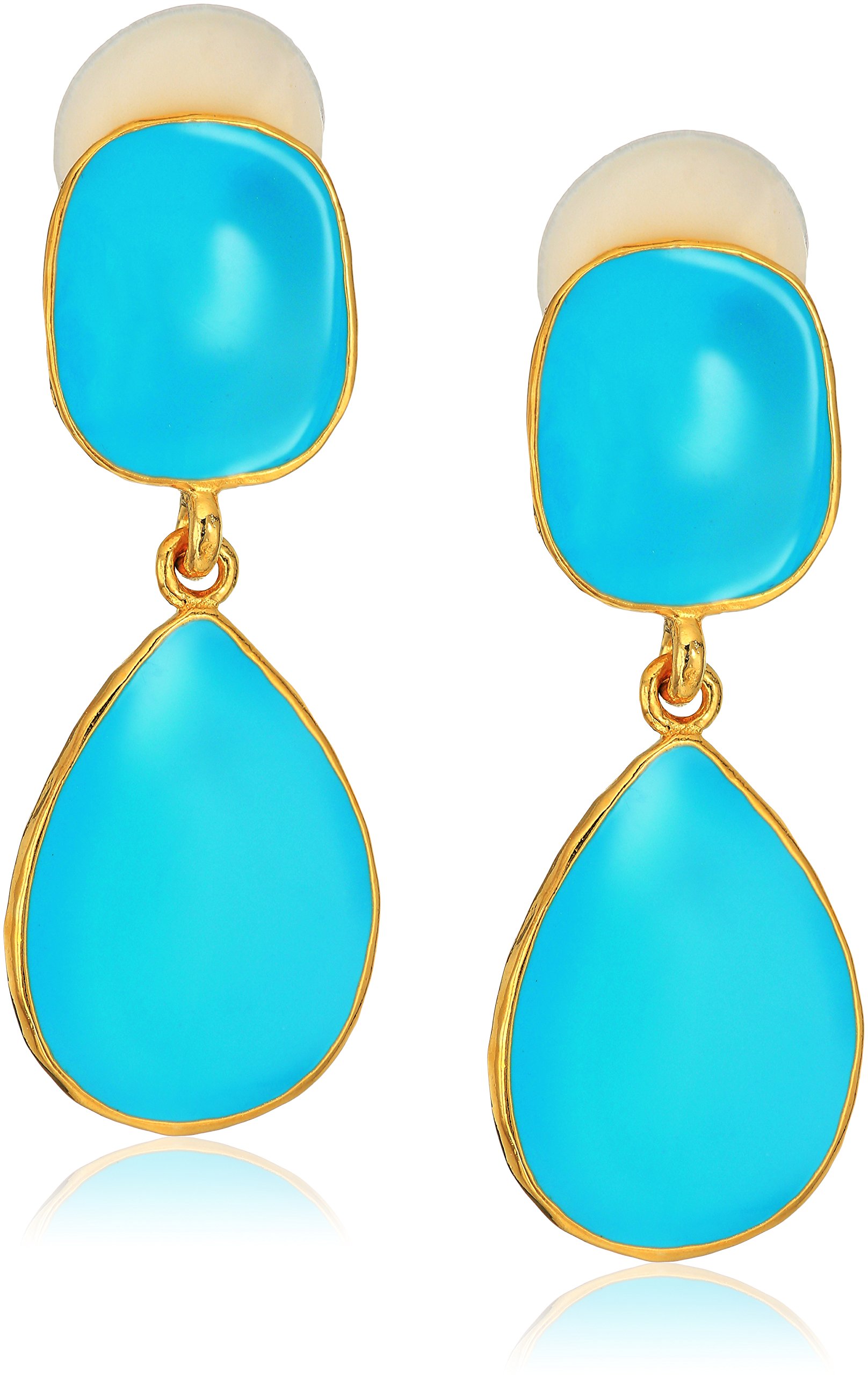 Kenneth Jay LaneKenneth Jay Lane Turquoise & Lapis Enamel Drop Clip Earrings