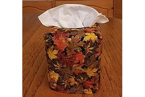 Glittering Black Fabric Tissue Box Cover with Autumn Leaf Pattern