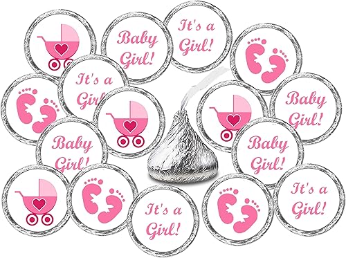 324 calcomanías rosadas para baby shower o decoración de fiesta de espolvoreo, calcomanías de besos, etiquetas de recuerdos rosados, besos rosados,