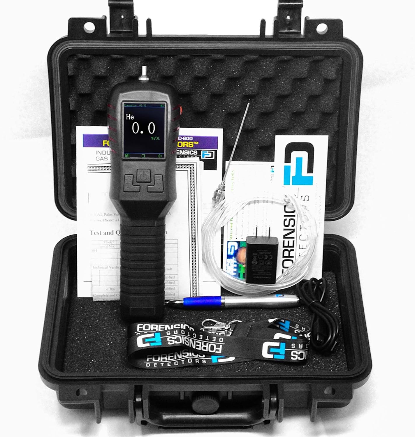 Helium Gas Analyzer | Purity and Leak Detection | 0-100% | 0.1ppm Resolution | USA NIST Calibration | Built-in Pump & Probe |