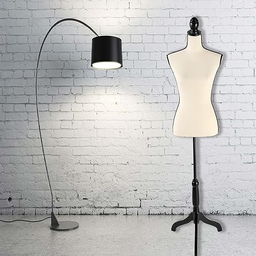 Miniatura 3 de Maniquí femenino con forma de torso y con trípode ajustable, color negro, para mostrar ropa o joyería