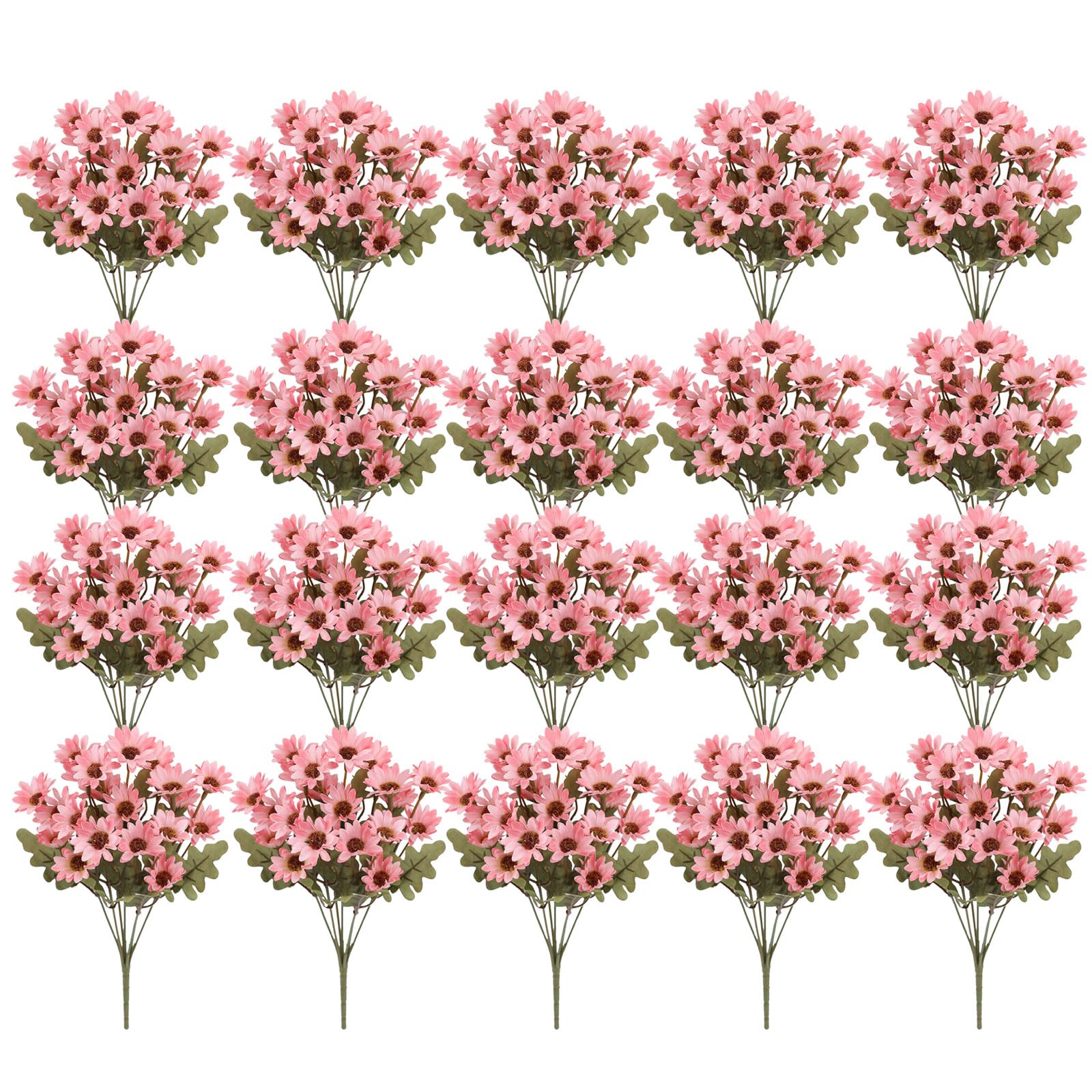 Kalttoy 25Pcs Realistic Artificial Camomile Bouquets for Garden Courtyard Balcony Home Decoration Wedding Flower Arrangement Seasonal Outdoor Deck