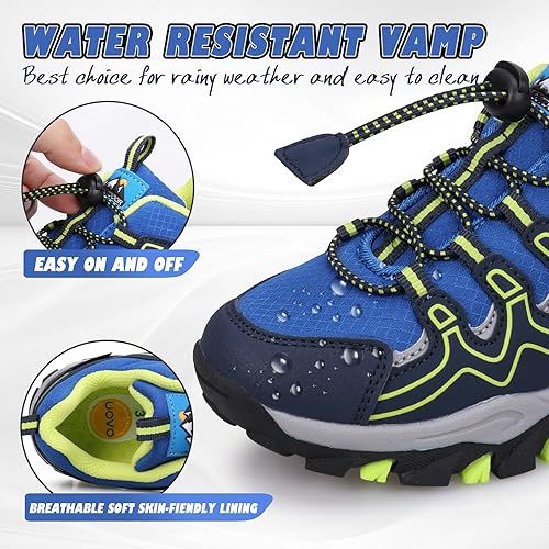 Miniatura 2 de UOVO Tenis para niños y niñas, para senderismo, correr, caminar al aire libre, tenis impermeables antideslizantes (niños pequeñosgrandes
