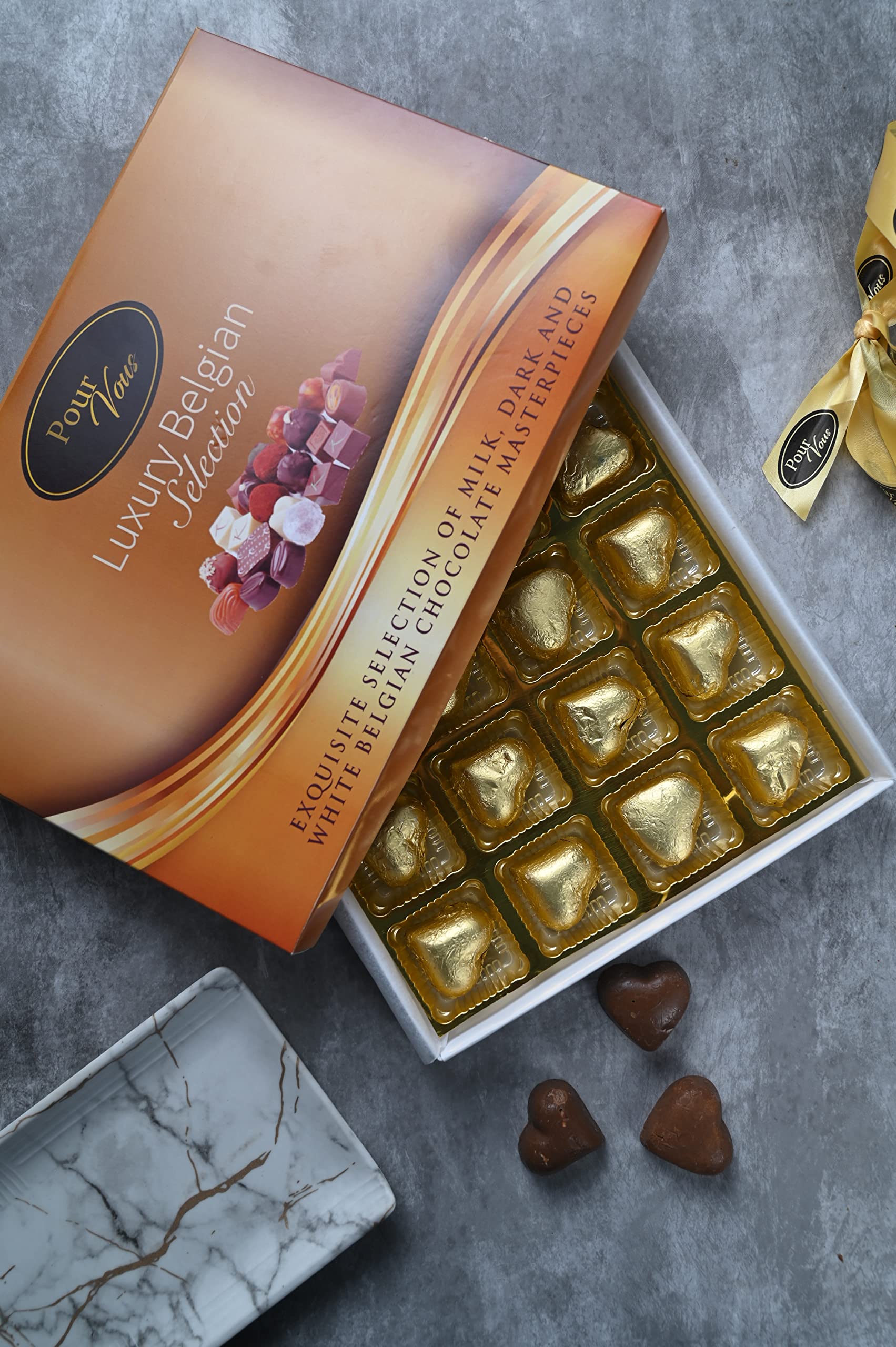 Pour Vous Luxury Belgian Selection Milk Chocolate Hazelnut Heart 24 Pieces