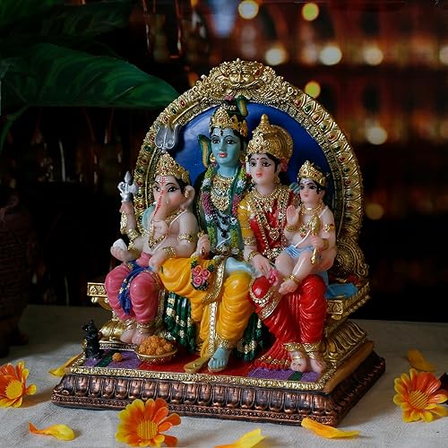 Miniatura 5 de Estatua familiar de Dios Shiva hindú – 6.9 pulgadas de alto Murti Shiva Familia Diwali regalo Pooja Artículo Puja Regalos para amigos indios,