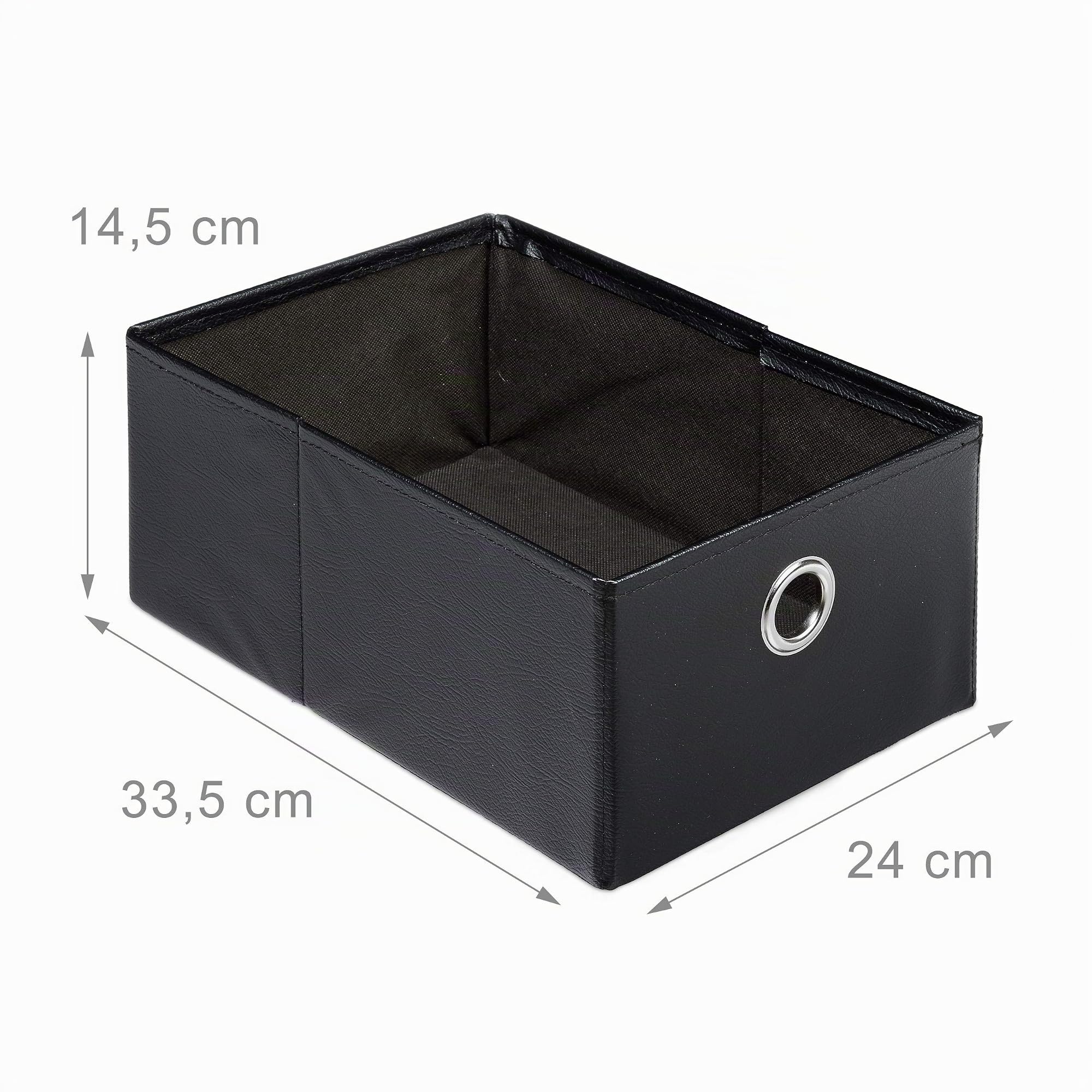Relaxdays Cassapanca Contenitore, con 6 Pouf in Similpelle, HxLxP 36 x 76 x 38 cm, Panca con Coperchio, Nero
