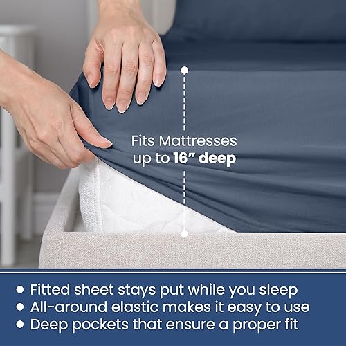 Miniatura 4 de Martex Juego de sábanas Queen de 400 hilos 100% satén de algodón de 4 piezas, 1 sábana bajera, 1 sábana encimera y 2 fundas de almohada, súper