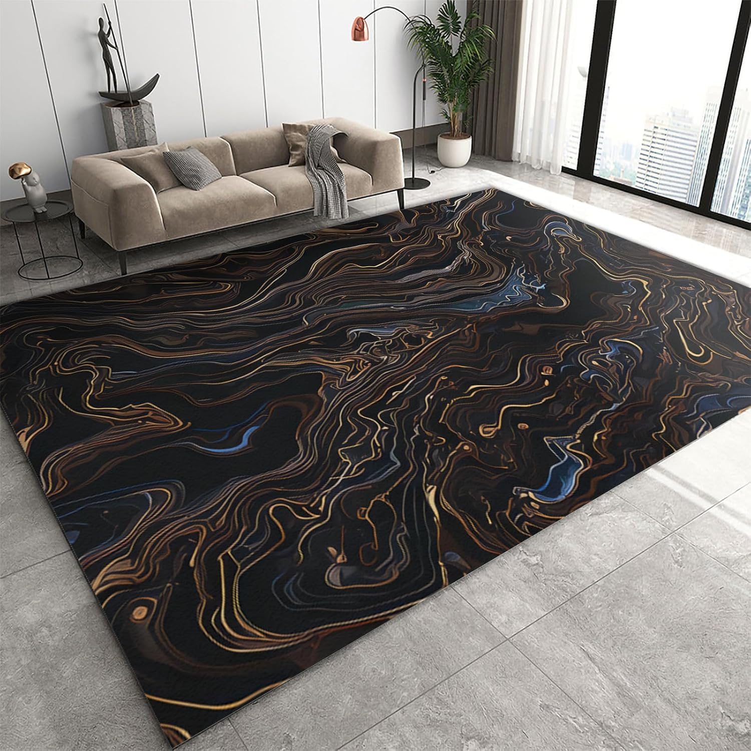 Tappeto Con Illusione Ottica 3D Per Soggiorno, Strisce Di Trama Astratta Tappeto Con Motivo Stampato,Tappetino Per Decorazioni Per La Casa,Tappetino Antiscivolo,Zerbino Lavabile 120 X 160-67244391702