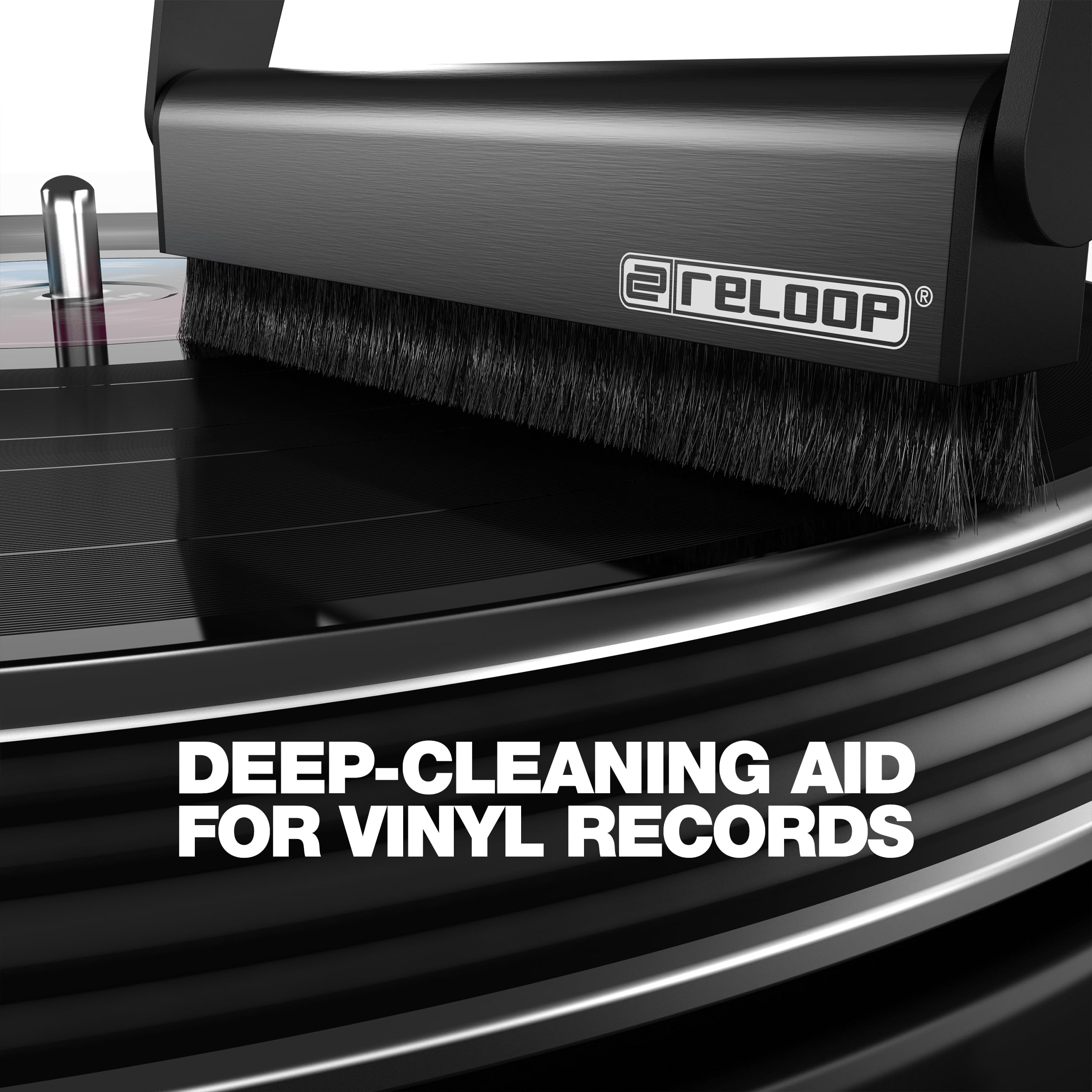 Reloop Premium Vinyl & Stylus Cleaning Set - Kit de Nettoyage Premium 4-en-1 pour Vinyles, CD et Cellules, avec Brosse en Fibre de Carbone et Spray 200 ML