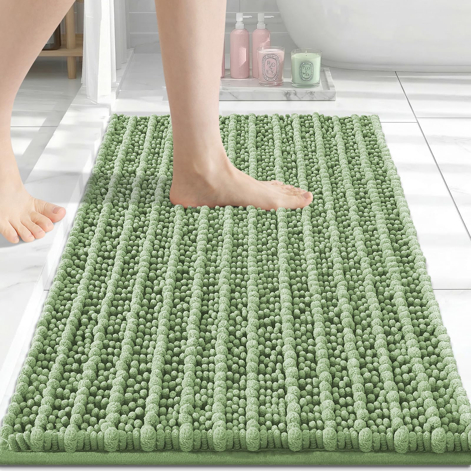 Arotive Bathroom Rugs Mat 30x17, Soft Absorbent Chenille Shaggy Bath Mat