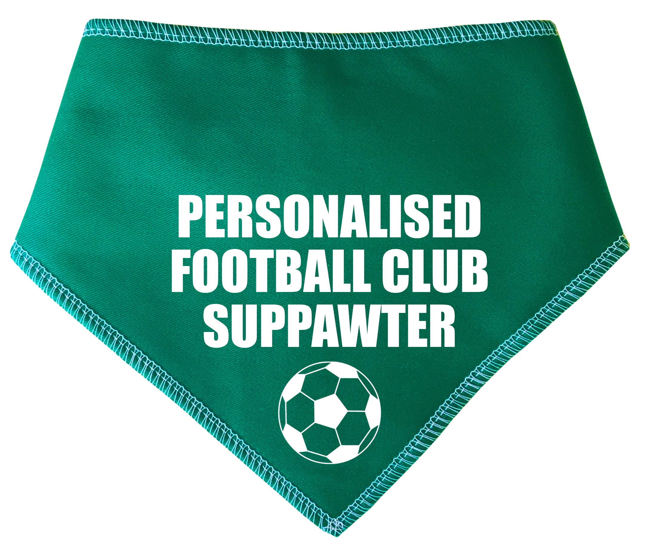 Spoilt Rotten Pets S3 Green Any Team Football Suppawter Personalised Any Local or Premier Team etc Dog Bandana (Size 3 Medium Dogs Labrador & Staffies)