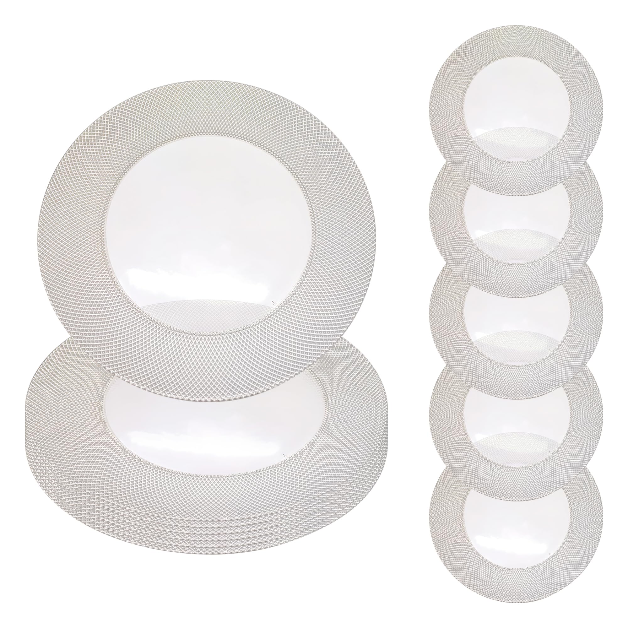 WedDecor 13" Silver Glass Charger Plate with Checkered Design, 12pcs โ image 1