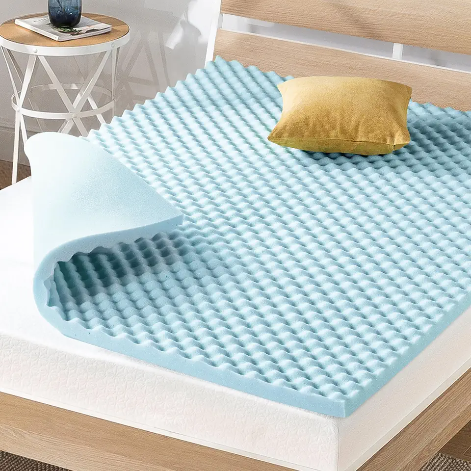 Best Price Mattress Espuma viscoelástica para caixa de ovos de 5 cm, infusão de gel refrescante, cobertura de colchão Queen, azul