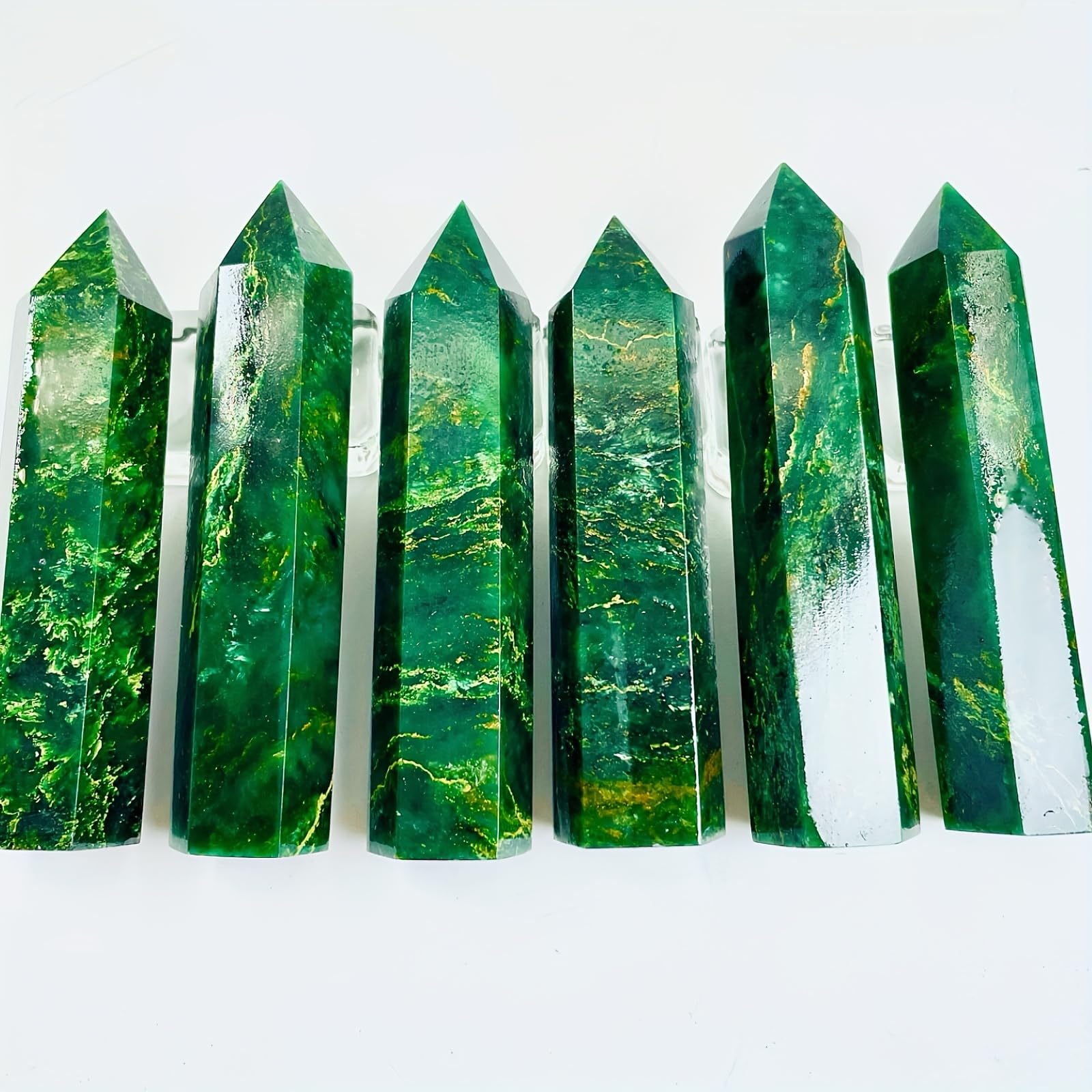 AARTERZZA 1pc 8-9cm Emerald Single Pointed Wand Tower Interior Decoration