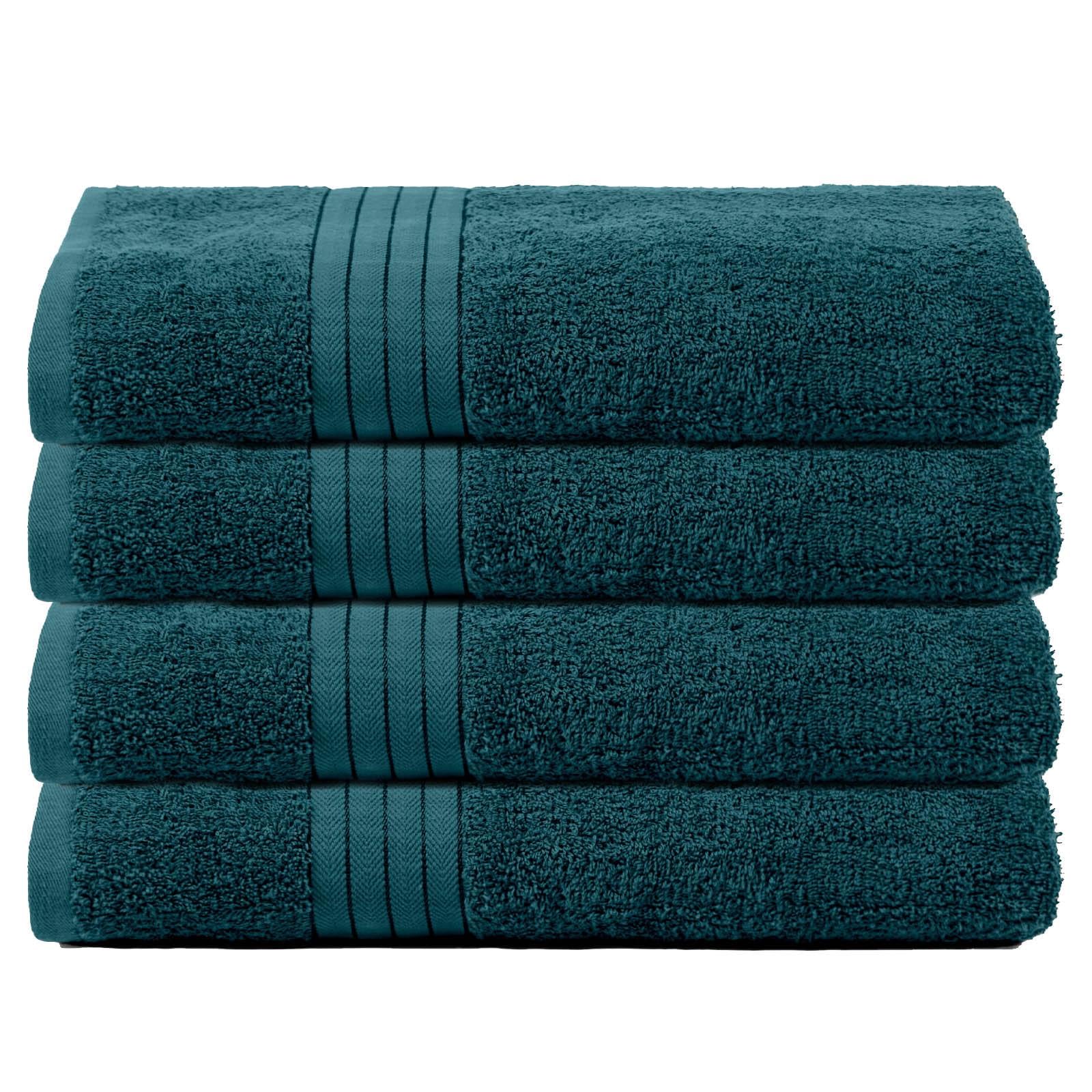 Brentfords Dark Teal Towels Bath Sheets Teal Green, Super Soft Feel 100% Cotton Bathroom Towels Quick Drying Homeware Accessories Highly Absorbent Towel Set, 4 Piece