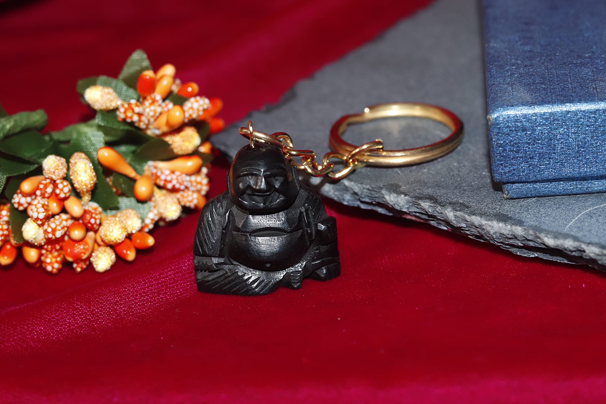 Laughing Buddha Karungali Keychain, Laughing Buddha Ebony Wood Keychain [ pack of 1 ]-image-14