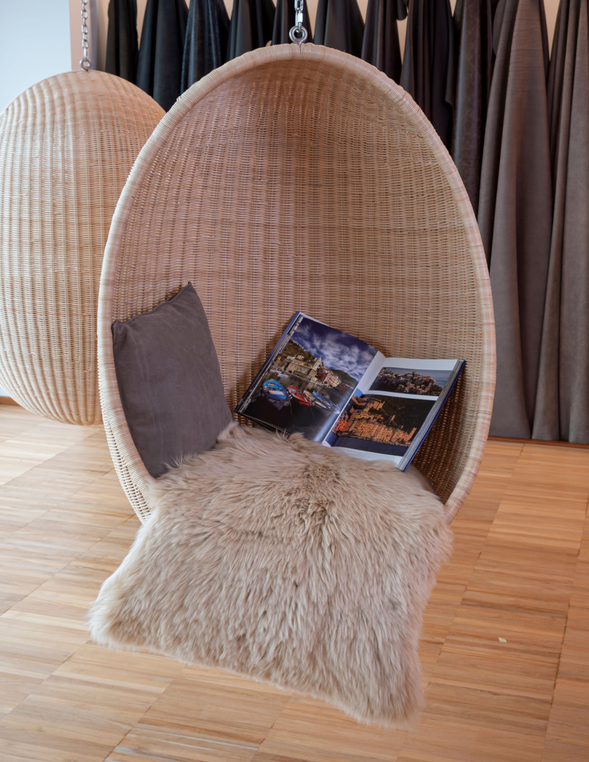 Tappeto Pelle Di Pecora Beige Made In Italy - 100/110 Cm, Morbido E Naturale - Foto 8