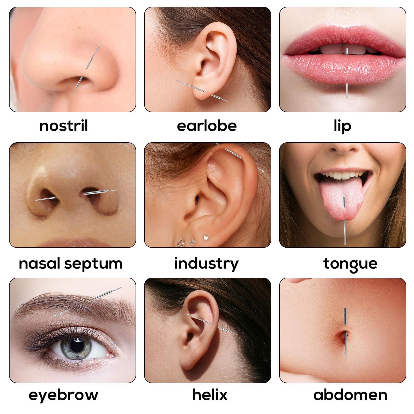 Lyreh Piercing Taper Narzędzie Chwytania Kulek Zmiany Biżuterii, Stal Nierdzewna Diamentowe Pęsety Narzędzie Podnoszenia Biżuterii 16G 18G Płaski Tył Bezgwintowy Trzpień Wkładania do Ucha Nosa Wargi
