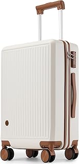Hulsin Carry on Luggage with Spinner Wheels, 22x14x9 Airline Approved Carry-on Suitcase, Small Hardside Luggage with TSA Lock,Hard Shell Suitcase,Hard Case for Travel (White, 20-Inch)
