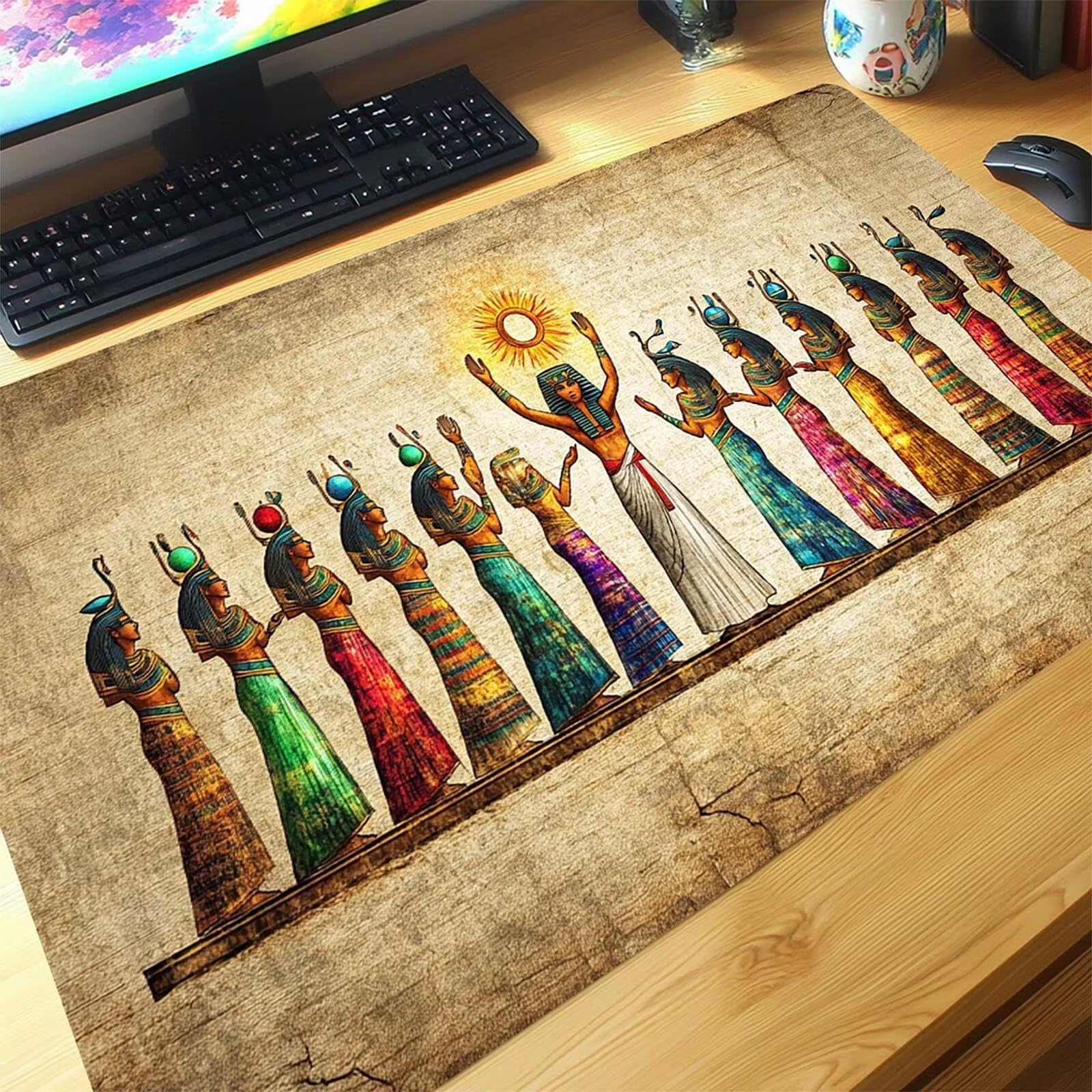 Podkładka pod mysz XXL Egipt, podkładka pod mysz na biurko 1200 x 600 x 3 mm, podkładka pod mysz z antypoślizgową gumową podstawą, podkładka pod mysz improve speed and accuracy do