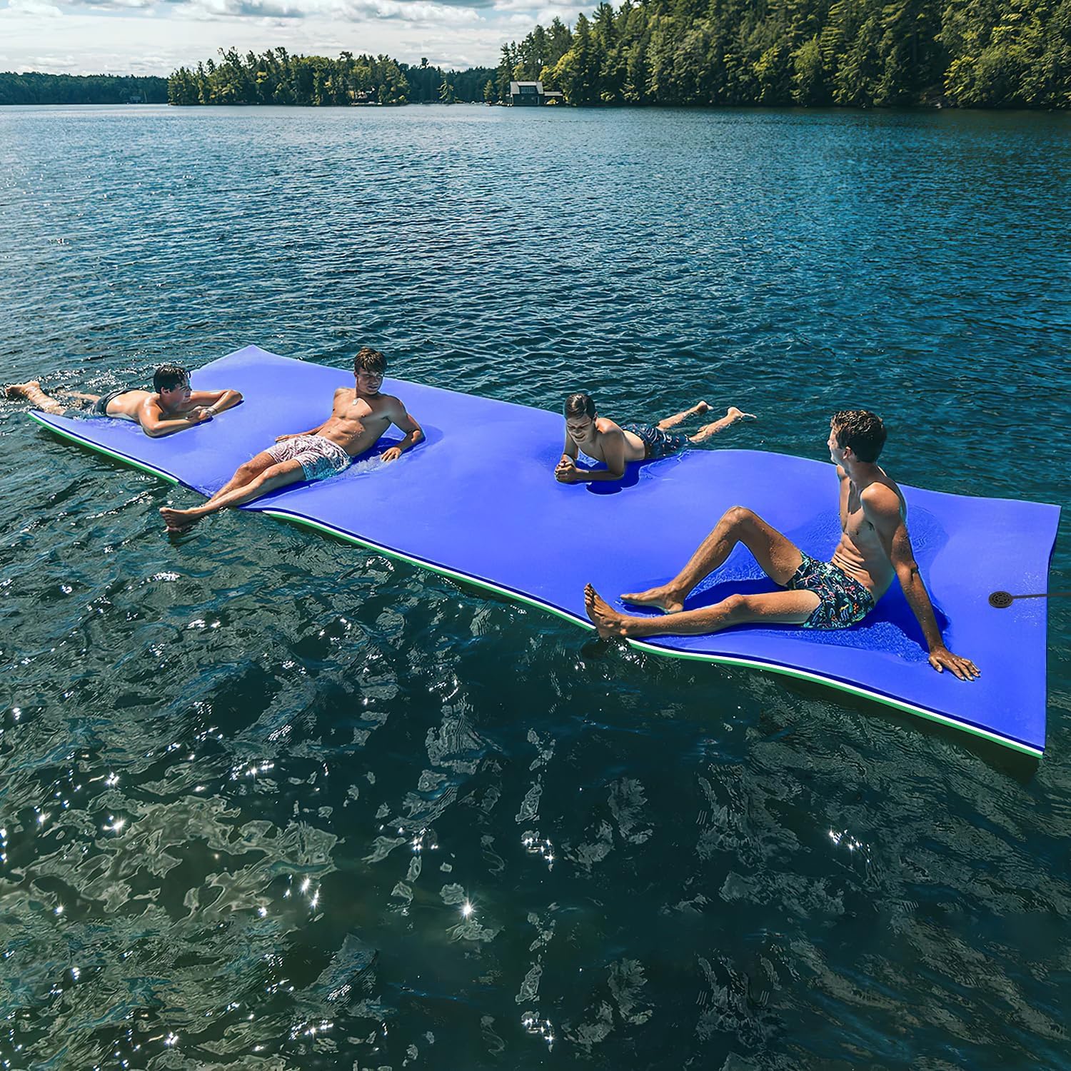 Oversized Lily Pad Floating Mat, 3 Layer 9'/10'/12'/18' W Floating Water Mat, Beach, River, Pool, Floating Mat for Water Recreation and Relaxing