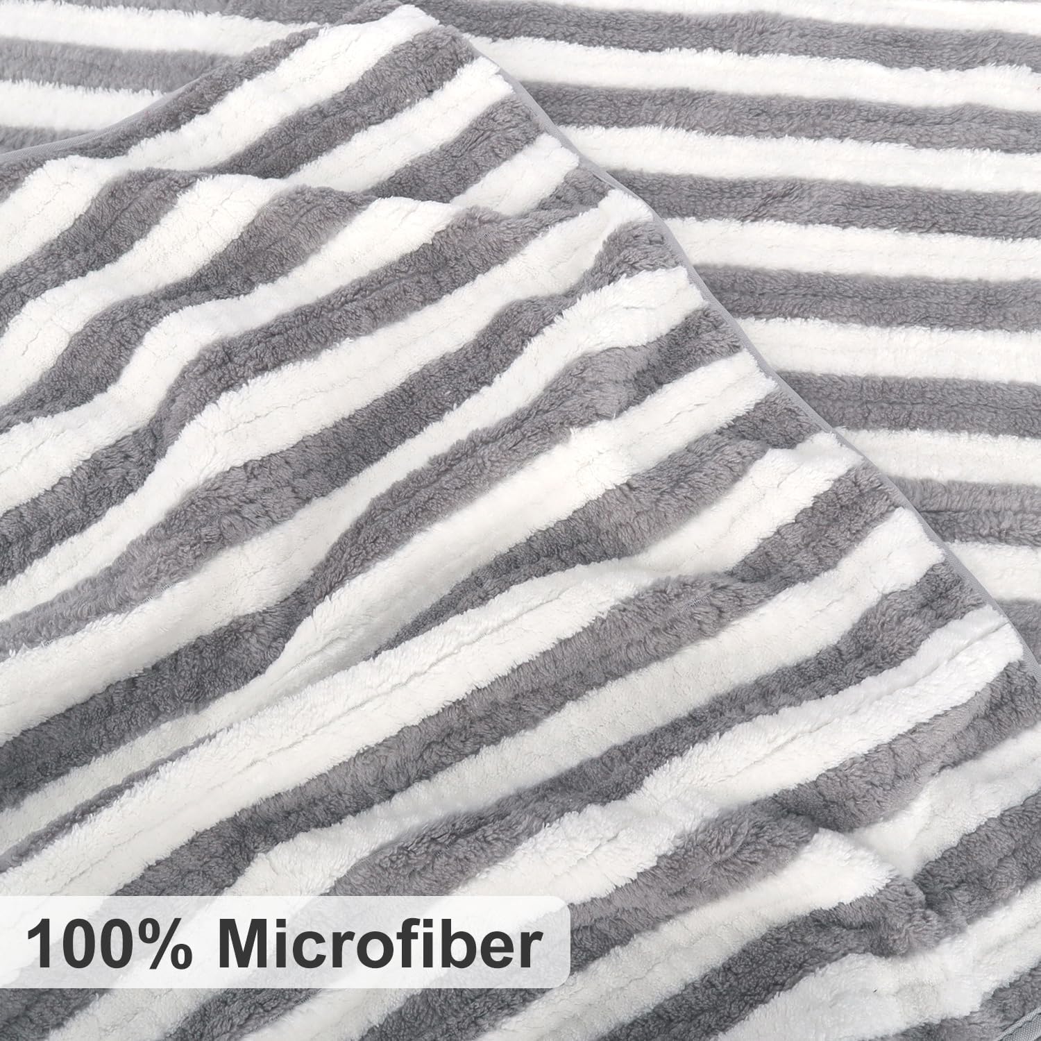 Smuge 18 Pcs Bath Towel Set, Include 6 Bath Towel Sheets, 6 Hand Towels and 6 Washcloths - Highly Absorbent Quick Dry Microfiber,Ultra Soft Bathroom Towel Set with Hanging Loop - Light Gray - Image 4