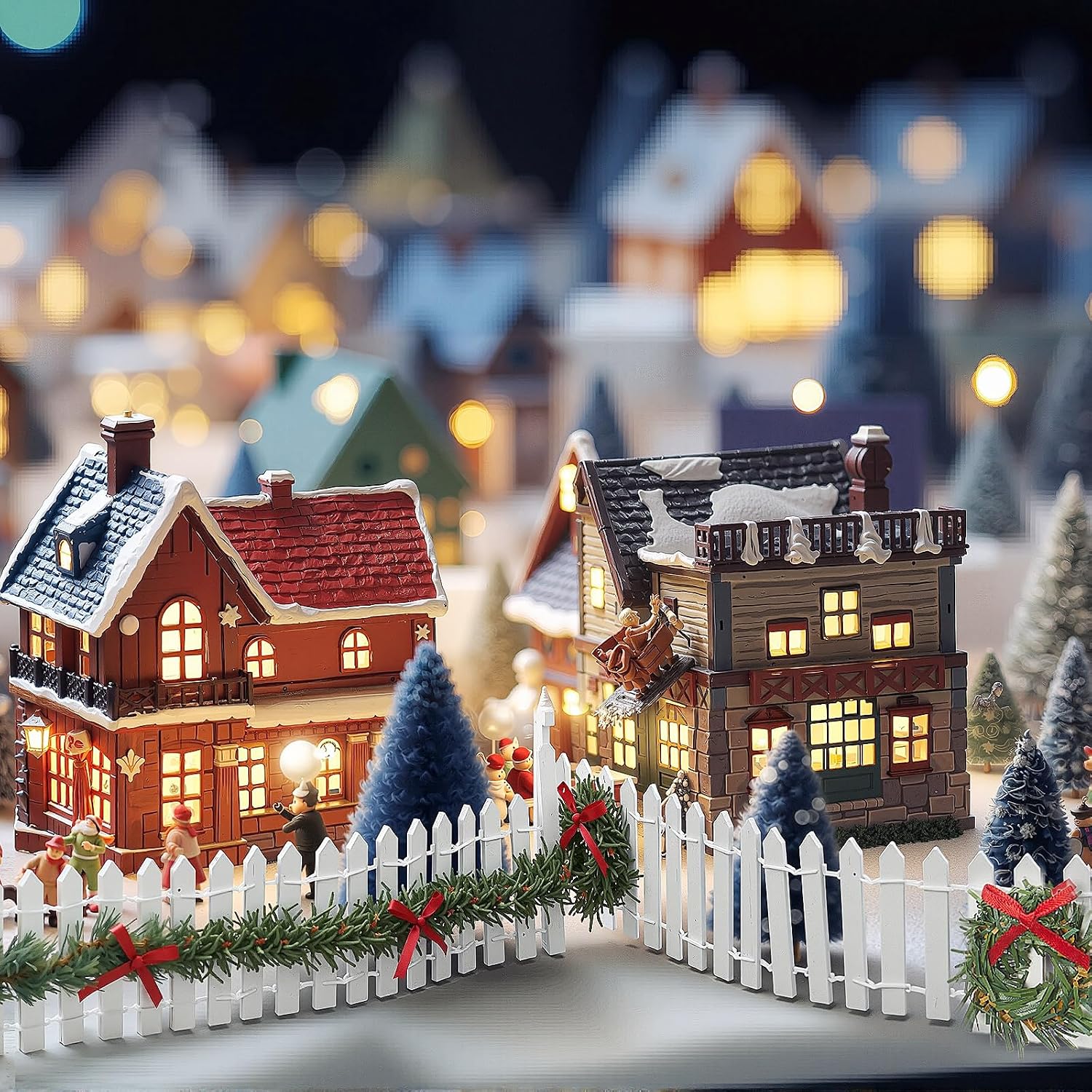 2 Pcs White Christmas Fairy Garden Fence Village Accessories