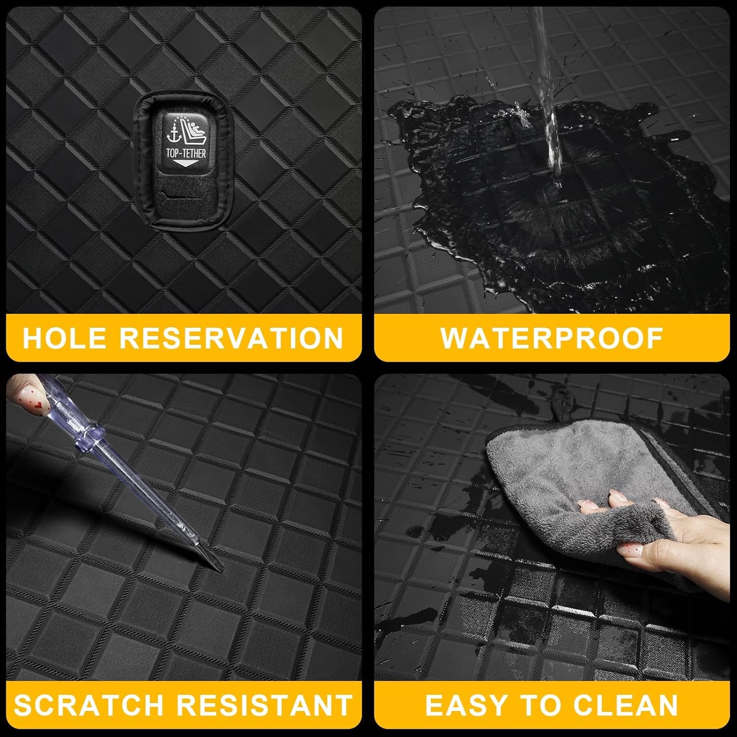 2010-2023 GX460 Cargo Liner & Backrest Mat Fit for Lexus GX460 - PU Leather Trunk Mat and 2nd & 3rd Back Seat Cover Protector - All Weather Protection Cargo Mats and Backrest Mat GX460 Accessories - Image 5