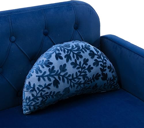 Miniatura 6 de HomSof, Silla de terciopelo azul marino, sofá pequeño para dormitorio, sofá con pies de metal, 2 almohadas incluidas