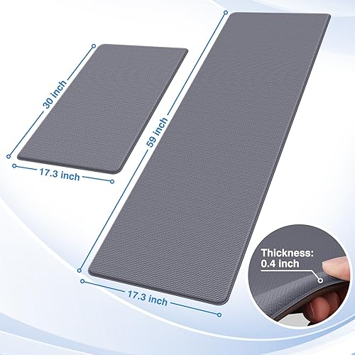 Miniatura 114 de StepRite Tapetes de cocina, 2 tapetes acolchados, antifatiga, para piso, de escritorio, antideslizante, impermeables, oficina, alfombras de 17.3 x