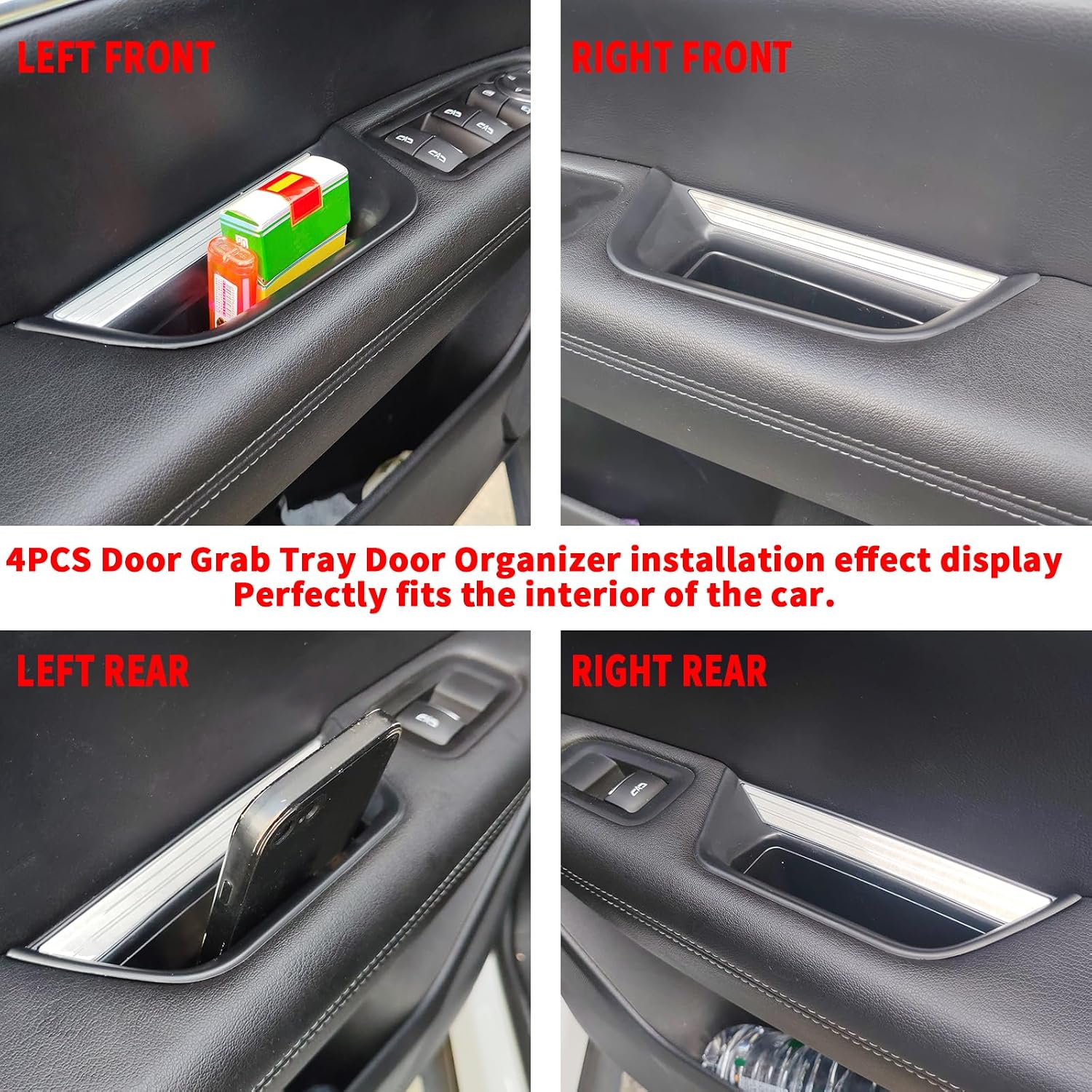 Car Door Handle Pocket Organizer For Cadillac XT5 2024 2023 2022 2021-2017 Accessories Insert Tray Storage Box Front rear door storage box (4PCS Storage Box-4 Door)
