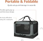 Amazon Basics 4-Doors Portable Soft-Sided Folding Travel Crate Kennel for cat, Dog, and Other Small Animals, Grey, S 66.04 cm x 45.72 cm x 45.72 cm