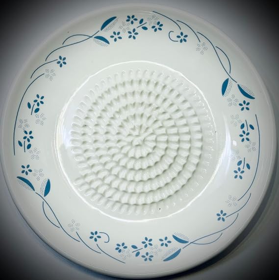 BonCera, Premium Ceramic Garlic Grater Plate Set - Flower Line on White