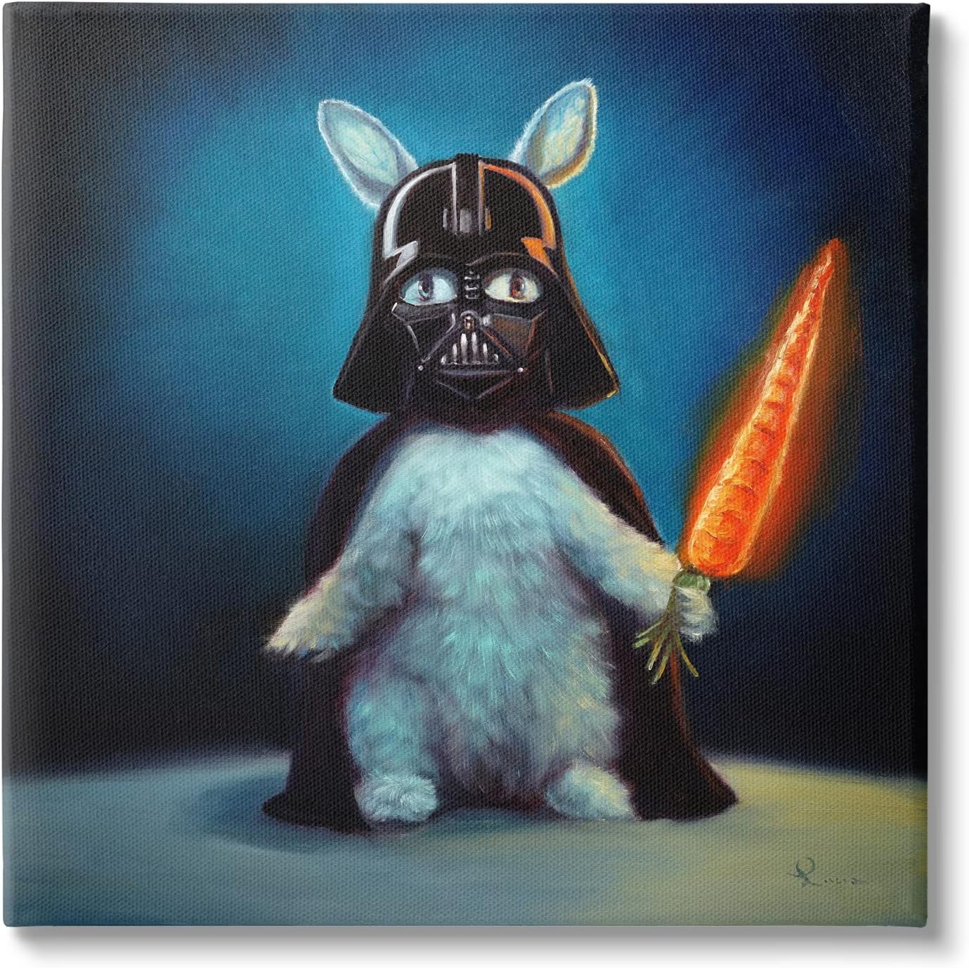 Stupell Industries Rabbit Star Wars Neon Carrot Cartoon Pet Portrait, Design by Lucia Heffernan