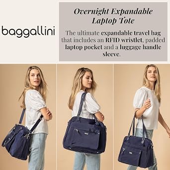 Baggallini Overnight Expandable Laptop Tote with RFID Phone Wristlet