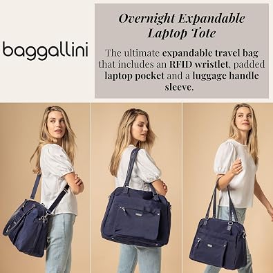 Baggallini Overnight Expandable Laptop Tote - Lightweight Travel Bag for Women | Overnight