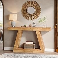 Vista 3 de Tribesigns Farmhouse Console Table, 55-Inch Rustic Sofa Table with Storage, Industrial Wooden Entryway Table for Hallway, Living Room, Natural Brown