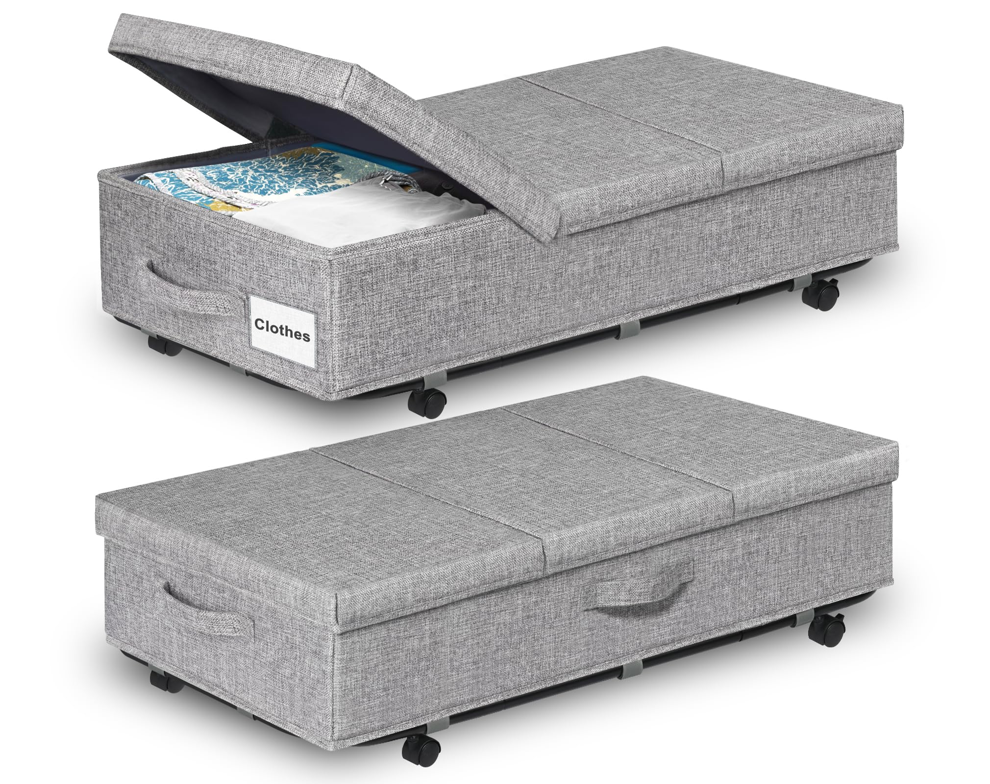punemi Opbergcontainers voor onder het bed met deksel, 2 stuks, grote