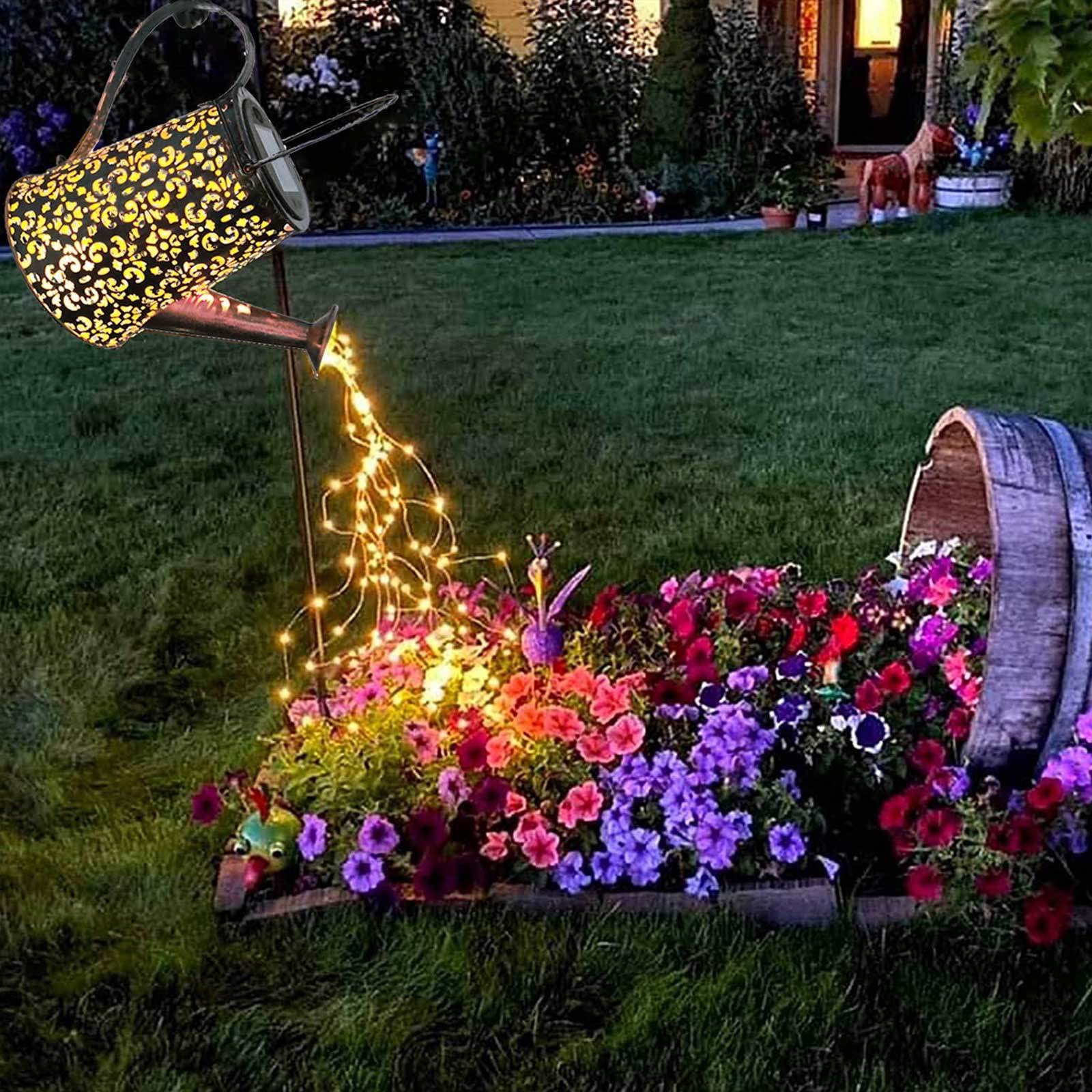 Lampade Solari per Giardino Esterno Annaffiatoio Luci Solari con Catena Ampada a Energia Solare a Forma di Annaffiatoio con Supporto per Paesaggio Esterno, Giardino, Decorazione di Balconi (Fate