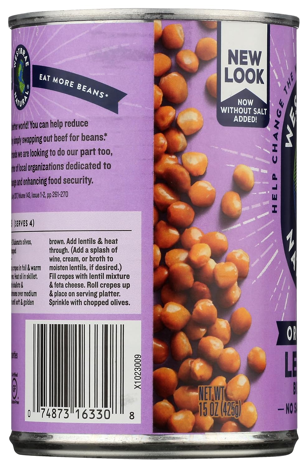 WESTBRAE NATURAL Organic Lentils, 15 OZ