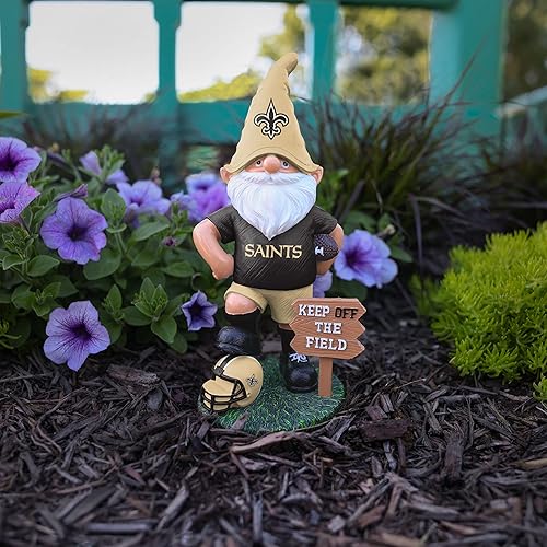 Miniatura 10 de foco Estatua de jardín al aire libre con logotipo de equipo de la NFL, diseño de gnomo, 8 pulgadas