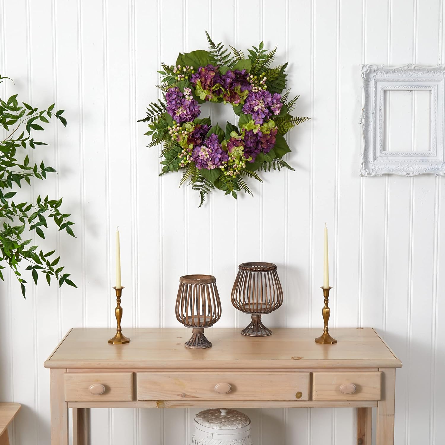 Nearly Natural 24in. Artificial Hydrangea Berry Wreath