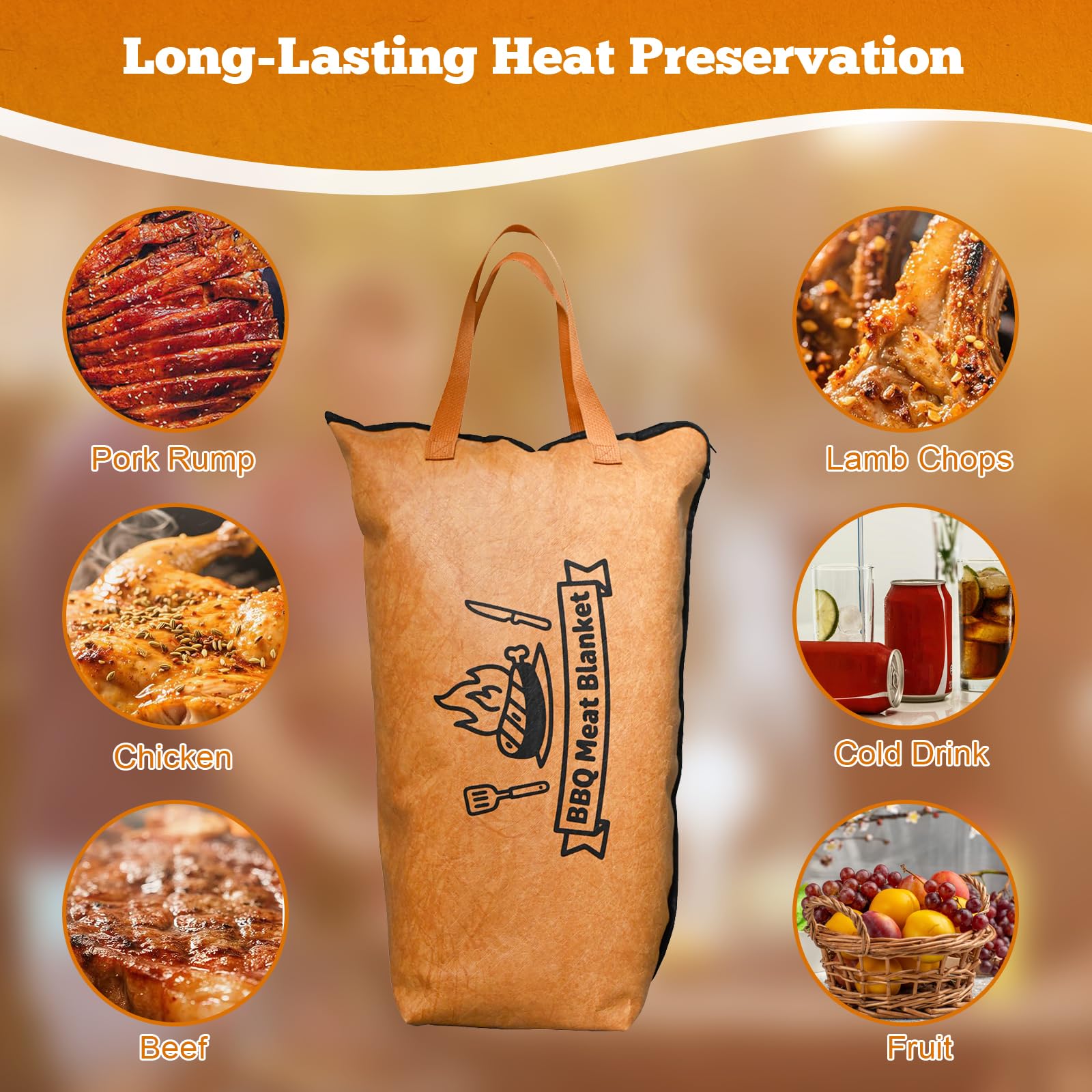 Manta de barbacoa para descansar carne, bolsa reutilizable para ahumador, bolsa de descanso aislada con boca ancha, accesorios de barbacoa para pechuga grande, carne de res, pavo, cerdo (21 pulgadas) 4