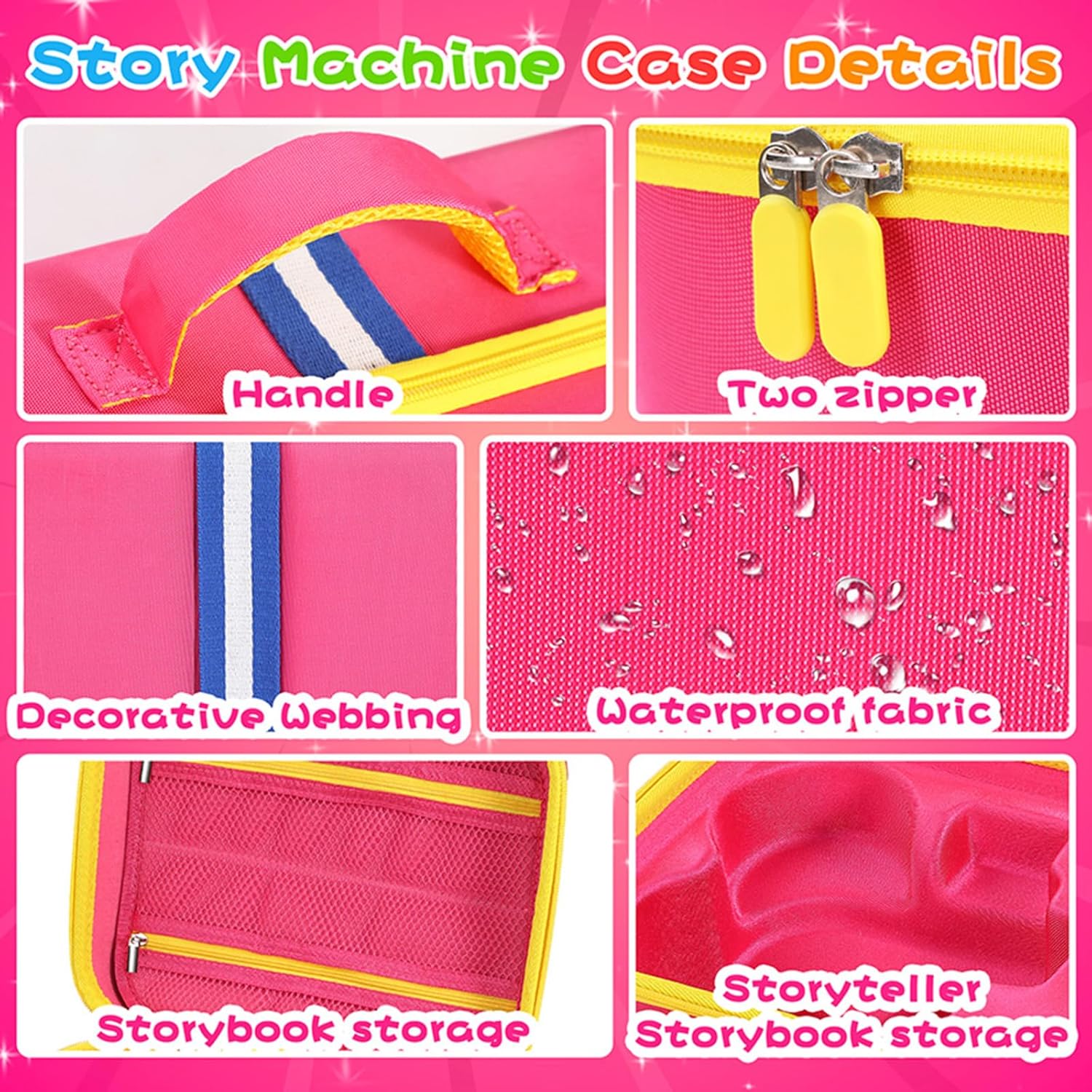 EVA Carrying Case Compatible with Little Tikes Story Dream Machine Books Starter Set, Portable Storage Case Organizer for Little Tikes Storytelling Toys, Travel Handle Bag (Pink, Small Size)