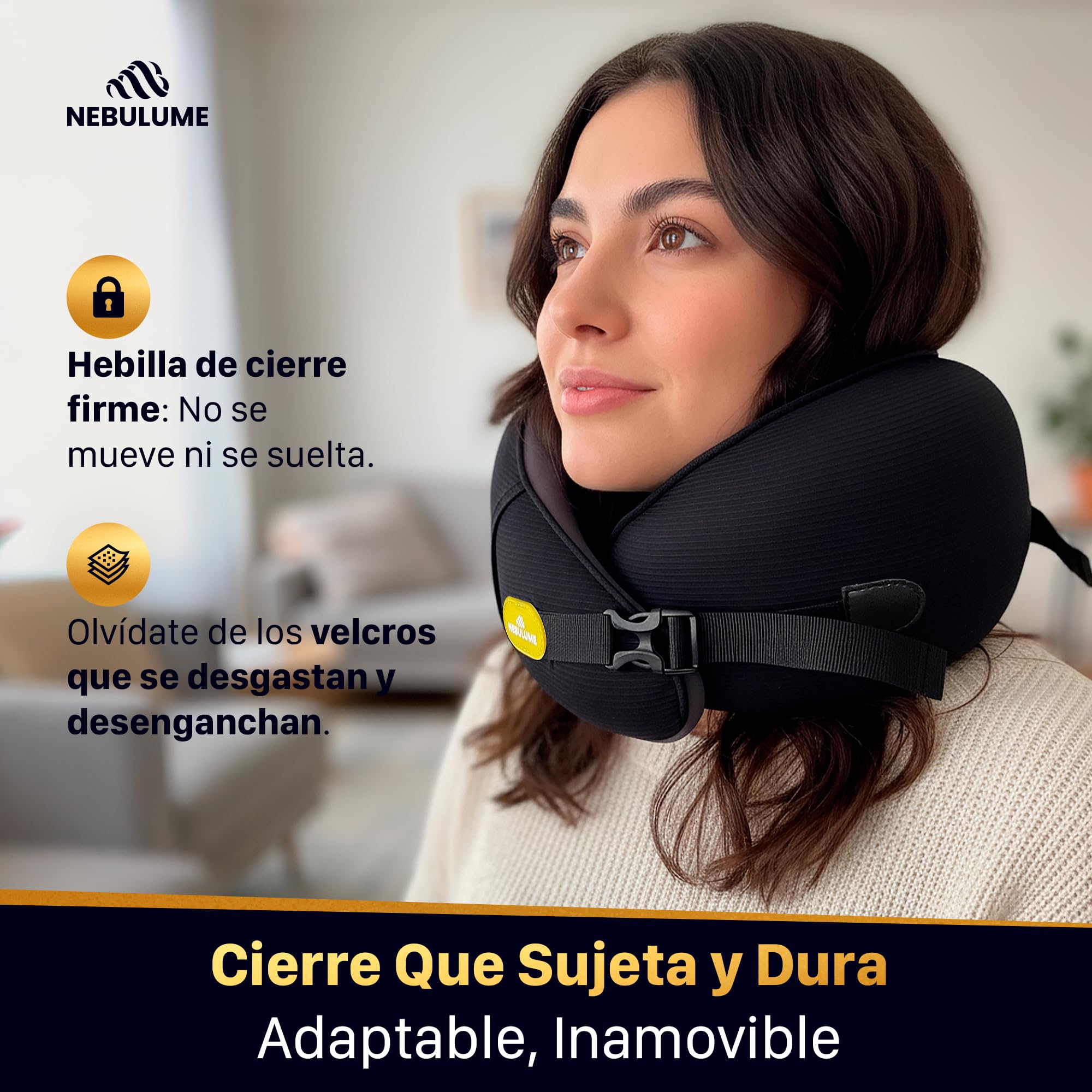 Almohada Viaje Premium - Almohada De Viaje para Cuello de Seda Helada y Soporte 360º - Cojin Avion Cuello con Hebilla Ajustable - Cojin Cervical con Funda Lavable Fácil - Travel Pillow