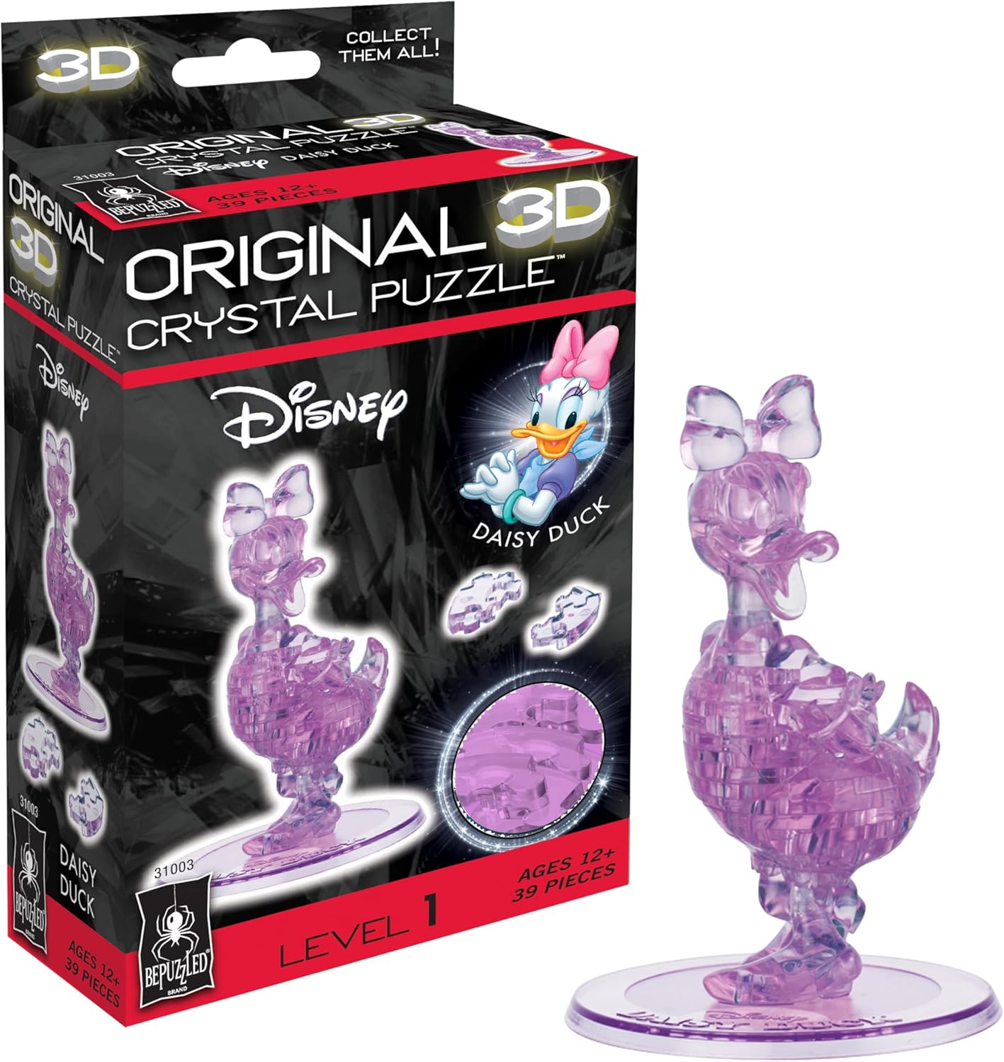 BePuzzled, Disney Daisy Duck Original 3D Crystal Puzzle, 39 Piece Brain Teaser, Collectible Display Puzzle for Kids & Adults Ages 12+